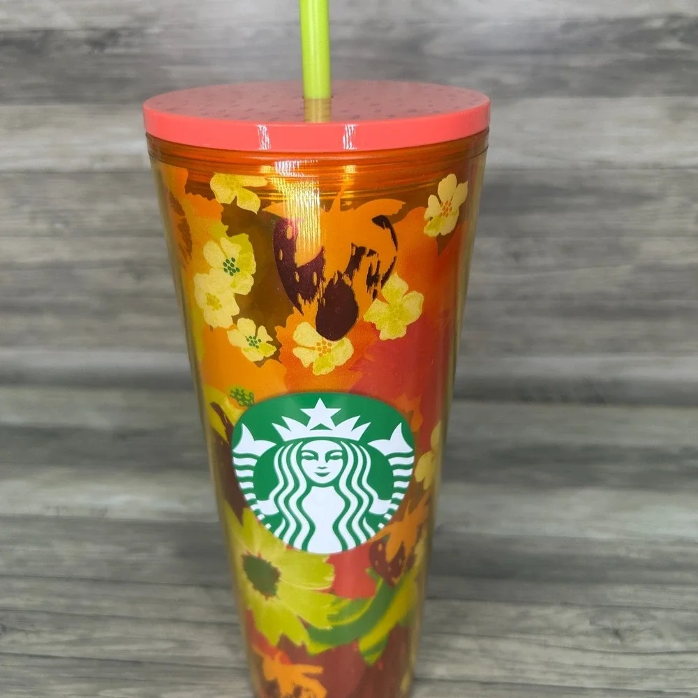 Starbucks Floral Sunflowers Strawberries Venti Cold Cup 2022 Spring 24 oz